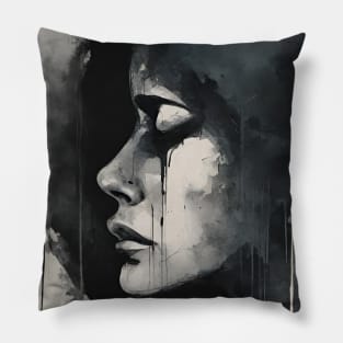 Black and white tears Pillow