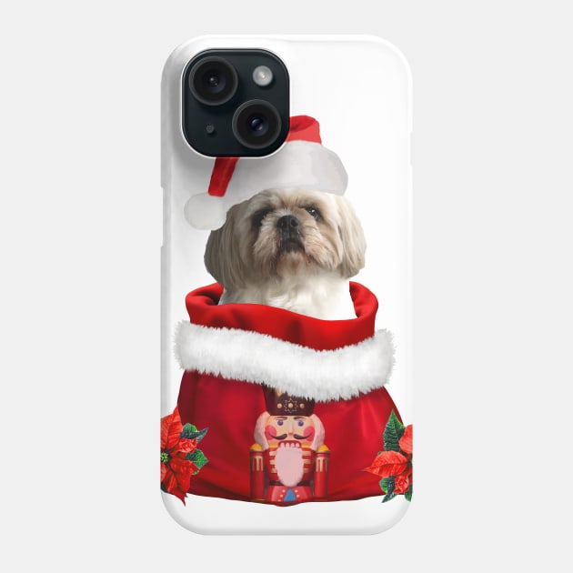 Shih tzu Dog Santa claus bag with nutcracker Phone Case by Move-Art