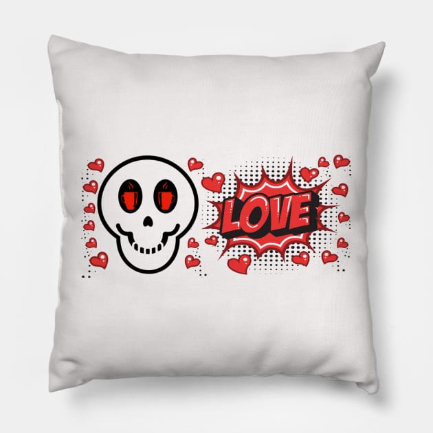Skull love Pillow by SkullTroops