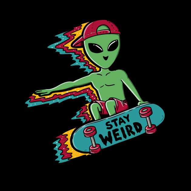 Alien and skateboard by coffeeman