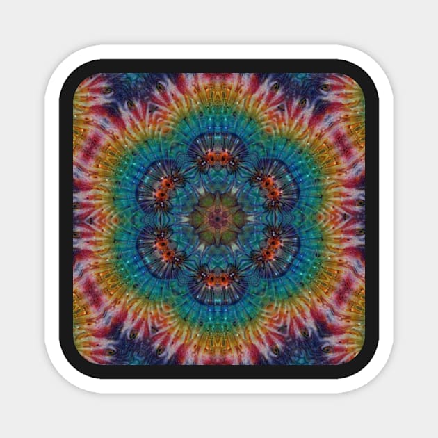 Psychedelic Kaleidoscopic Multi-Color Mandala Number 1 Magnet by SpotterArt