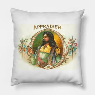 Appraiser - Vintage Cigar Box Illustration Pillow