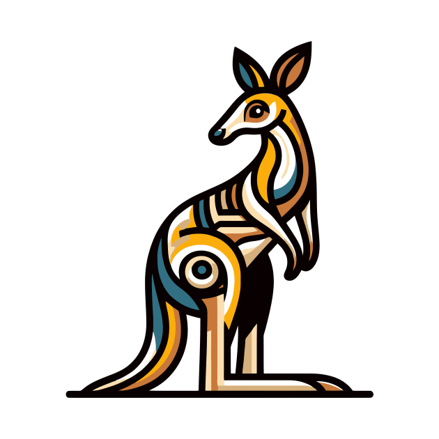 Pop art kangaroo illustration. cubism illustration of a kangaroo by gblackid