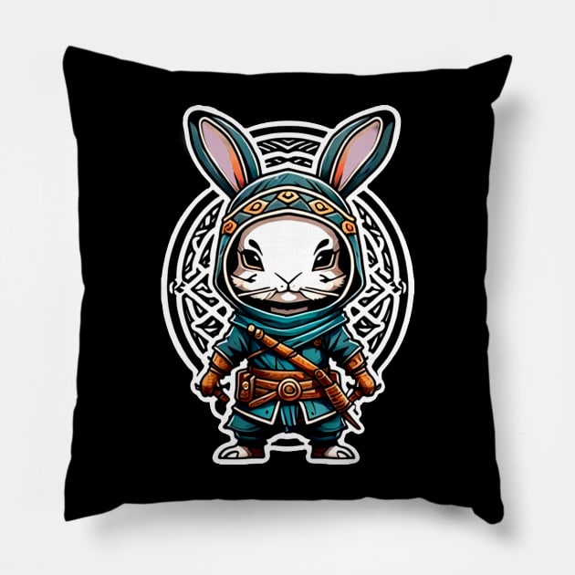Assasian Rabbit Warrior Pillow by Sugarori