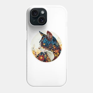 Paws Tapestry: Quilted Cat Artistry with Floral Accents Phone Case