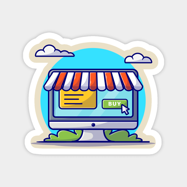 Online Shop Website Cartoon Vector Icon Illustration Magnet by Catalyst Labs