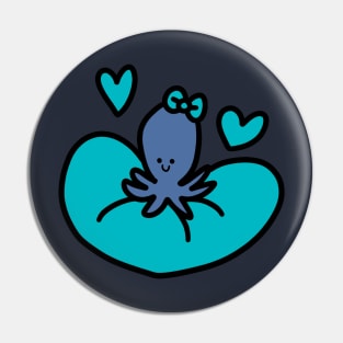 Blue Heart Octopus Pin