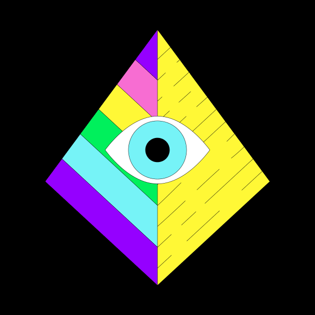 Pyramid Colorful Abstract Illuminati , Pyramid Eye Artwork by Utopia Shop