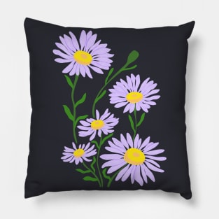 Lilac Asters Flowers Pillow