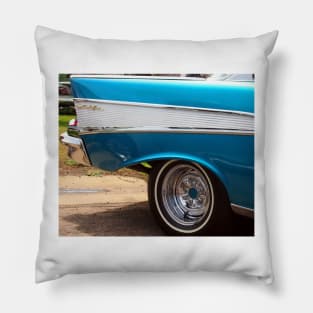 Chevrolet Blue and White Classic Bel Air Muscle Car Pillow