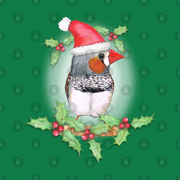 Zebra finch Christmas style by Bwiselizzy