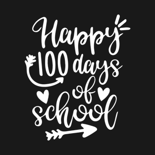 Teacher Happy 100 Days Of School Back To School Kindergarten Schooling T-Shirt