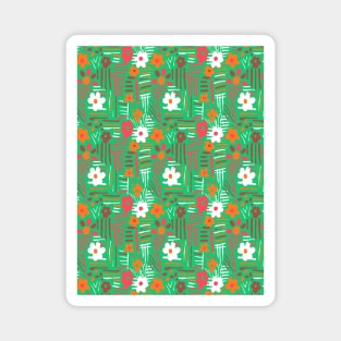 Minimal soft style floral and stripes green Magnet