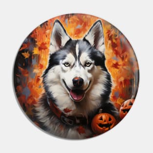 Siberian Husky painted in Halloween style Pin