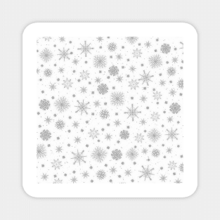 Silver Snowflakes White Design Magnet