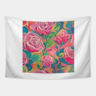 Preppy roses oil painting Tapestry