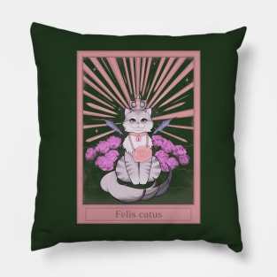 Felis Catus Cute Cat Poster Black & Pink Pillow