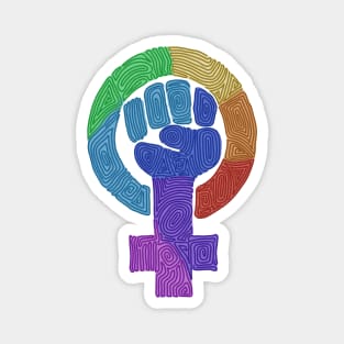 Swirly Rainbow Feminist Symbol Magnet