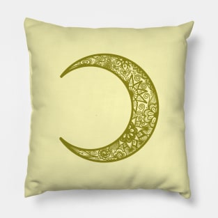 Green Henna Crescent Moon Pillow