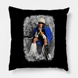 Erykah Badu Fan Art Blue Pillow