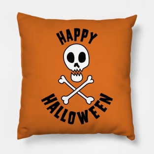 Happy Halloween Skull and Crossbones Pillow