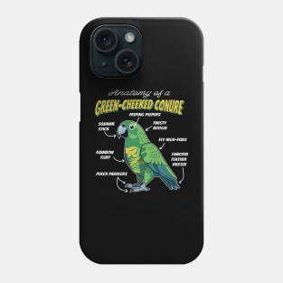 Funny Anatomy of a Green Cheek Conure Pet Bird Lover Phone Case