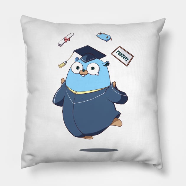 Golang Gopher Go Recover Pillow by clgtart