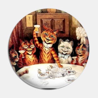 Cat Wedding Celebration : A Louis Wain abstract psychedelic Art Print Pin