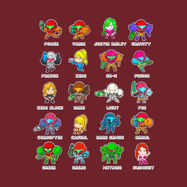 The Many Suits of Samus by DrawingsFromHell