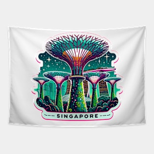 Singapore Skyline Silhouette Modern Art Sticker Tapestry