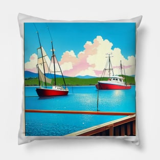 Boat Fishing Dock Poster Pillow