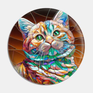 Portrait of a Cat in Tiffany Stained Glass Pin