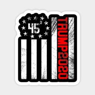 Trump 2020 45 Squared Second America Flag T-Shirt Magnet