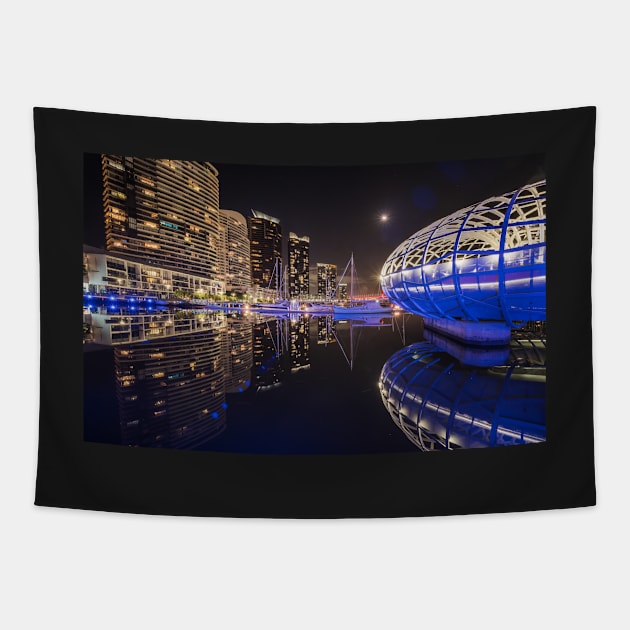 Docklands at Night Tapestry by LukeDavidPhoto