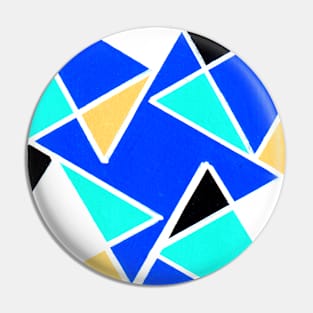 Blue Black Yellow Geometric Abstract Acrylic Painting XVII Pin