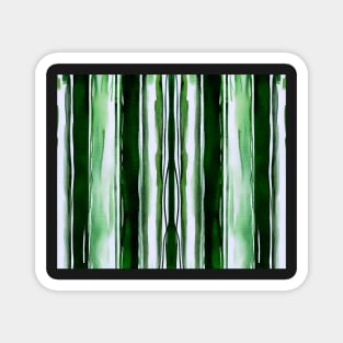 Green And White Vertical Striped - Dark Forest Green Aesthetic Lines Magnet