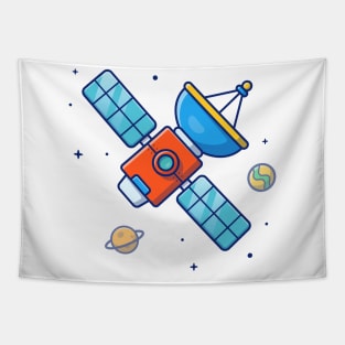 Satellite in space cartoon Tapestry