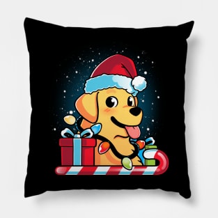 Yellow Labrador Dog Christmas Pillow