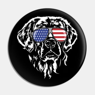 Golden Retriever American Flag sunglasses patriotic dog Pin