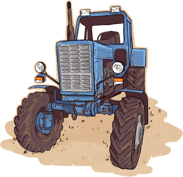 Old blue rusty tractor Kids T-Shirt by hyperactive