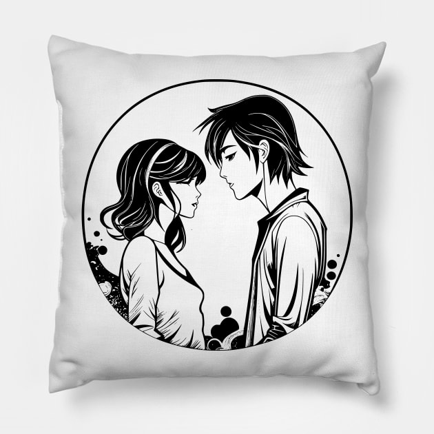 Couple in love before kiss Pillow by Fantasy Vortex