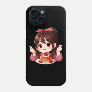 Little Girl Strawberry Pancakes Korean Finger Hearts Kpop Phone Case