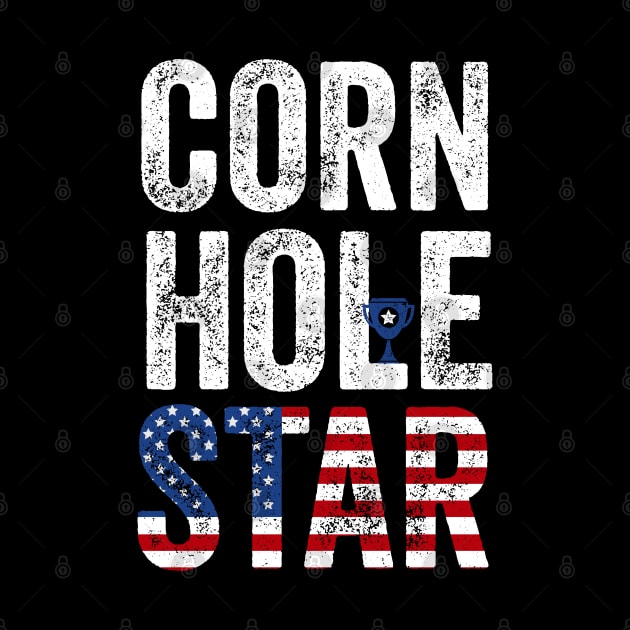 Cornhole Star Funny Toss Bean Bag Game USA flag Cornhole by Happy Lime