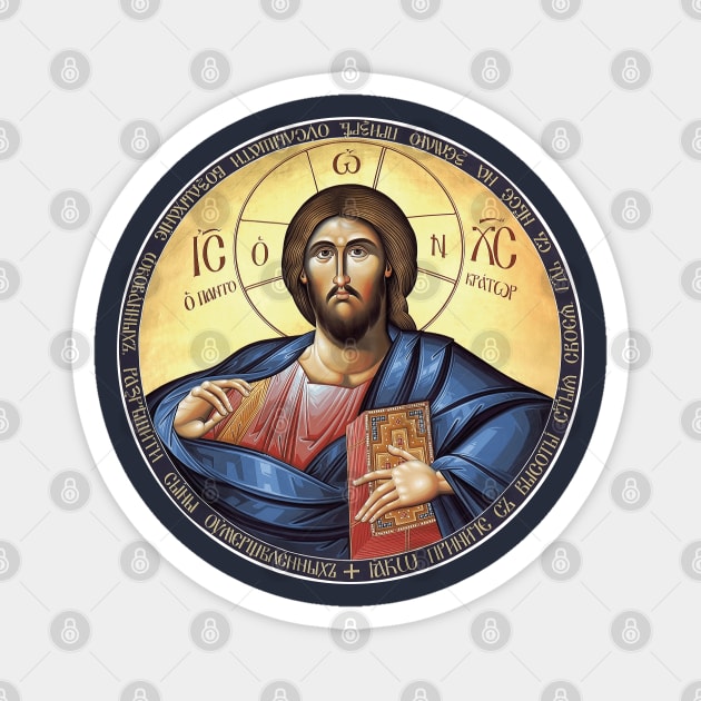 Jesus Christ Pantocrator Orthodox Icon Magnet by Beltschazar