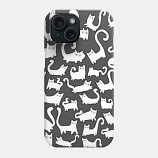 White cats on black Phone Case