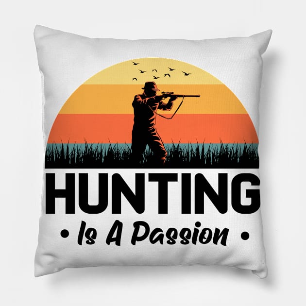 Hunting Passion Hunter Retro Sun Pillow by Foxxy Merch