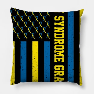 Down Syndrome Grandpa Vintage US Flag Pillow