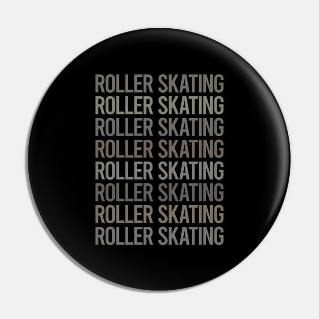 Gray Text Art Roller Skating Skate Skater Pin by Happy Life