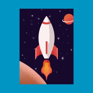 Astronaut Rocket Illustration T-Shirt