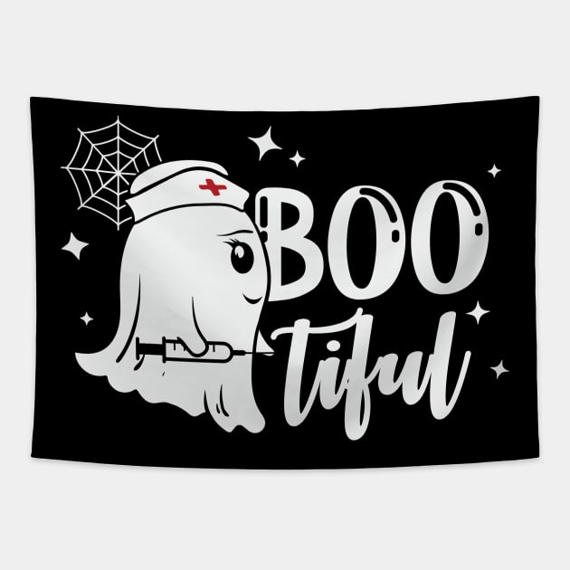 Bootiful Ghost Nurse Halloween Gift Tapestry by BadDesignCo